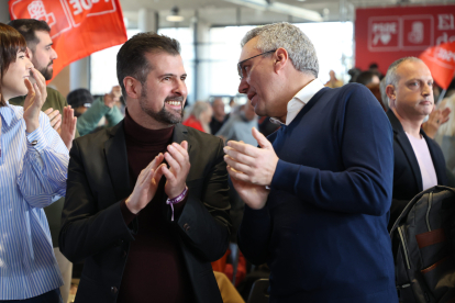 El secretario general del PSOE de Castilla y León, Luis Tudanca, participa en un acto del partido celebrado en Madrid. ICAL