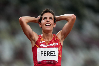 Marta Pérez, ayer tras la final olímpica de 1.500. HDS