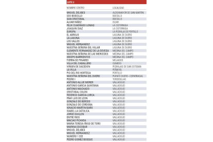 Listado de centros de Valladolid donde ha resultado adjudicataria Serunion. / D.V.