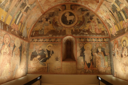Pintura mural de la ermita de la Vera Cruz de Maderuelo. Anónimo. Siglo XII. Museo Nacional del Prado.- ICAL