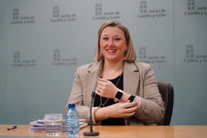 La consejera de Familia e Igualdad de Oportunidades, Isabel Blanco, durante la rueda de prensa posterior al Consejo de Gobierno.- ICAL