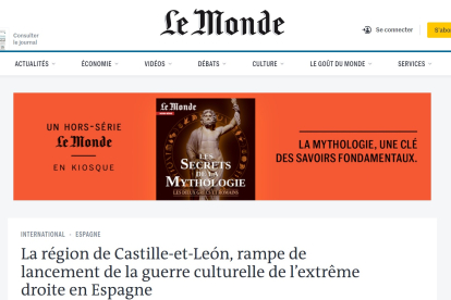El prestigioso periódico francés 'Le Monde' se hace eco del 'protocolo antiabortista' de Vox en Castilla y León.- LE MONDE