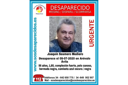 Cartel difundido por Sosdesaparecidos de un varón en Arévalo (Ávila). - SOSDESAPARECIDOS