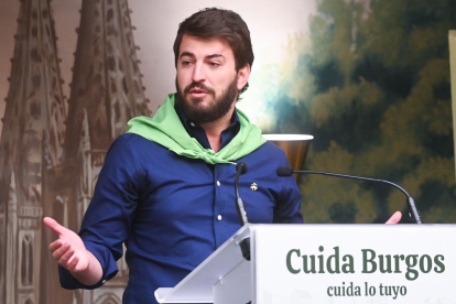 El vicepresidente de la Junta, Juan García-Gallardo, durante un acto político de Vox en Burgos.- ICAL