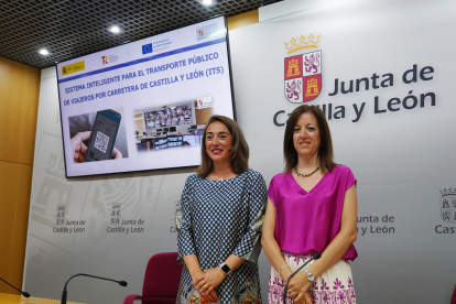 La consejera de Movilidad y Transformación Digital, María González Corral, presenta los proyectos para la implantación de Sistemas Inteligentes de Transporte (ITS) en el servicio público de transporte de viajeros por carretera de Castilla y León. ICAL