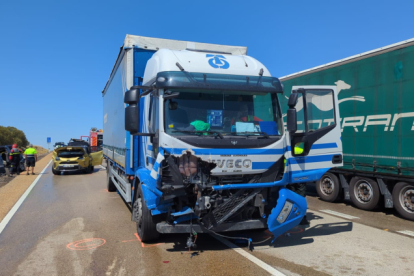 Imagen del camión siniestrado en el accidente.- MARIO TEJEDOR / HDS