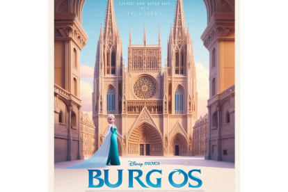 La princesa de Frozen visita la ciudad de Burgos. BING IMAGE CREATOR DE MICROSOFT