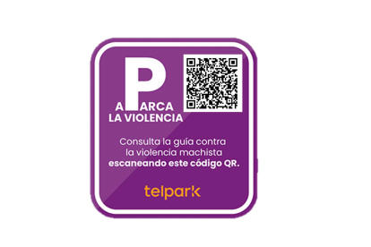 Pegatina de la campaña 'Aparca la Violencia' de Telpark - E.M.