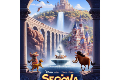 El mítico dúo de Timón y Pumba contemplan el acueducto de Segovia. BING IMAGE CREATOR DE MICROSOFT