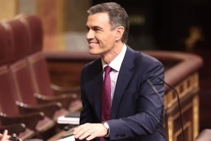 El presidente en funciones, Pedro Sánchez durante su intervención en el debate de Investidura.- ICAL