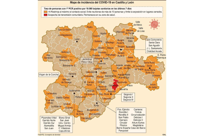 Mapa de incidencias en Castilla y León