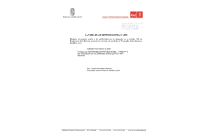 Registro de la renuncia de Ángel Hernández como procurador, presentada a las 14.19 horas en el Registro.-E. M.