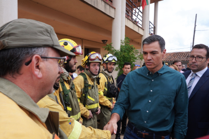 Pedro Sánchez, en la zona de la Sierra de la Culebra arrasada por el incendio. ICAL