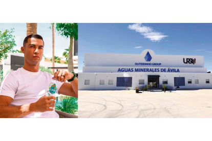 Cristiano Ronaldo con una botella URSU y la embotelladora de Aguas Minerales de Ávila.- E.M.