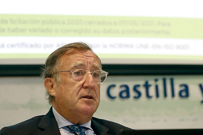 El presidente de la Cámara de Contratistas de Castilla y León, Enrique Pascual, ayer durante su intervención. ICAL