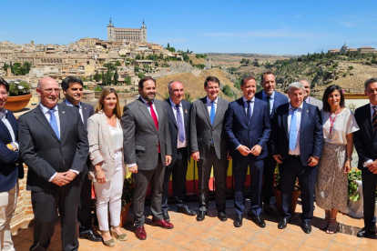 El presidente del PP y de la Junta de Castilla y León, Alfonso Fernández Mañueco, durante su visita a Toledo. E.M.