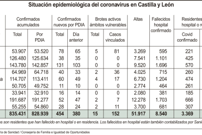 Situación epidemiológica del coronavirus en Castilla y León.- Ical