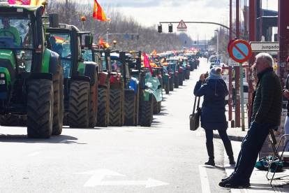 Las organizaciones agrarias Asaja, Ugal-Upa, Ucale-Coag y UCCL celebran una tractorada por las calles de León bajo el lema 'Exigimos precios rentables y normas flexibles'. / ICAL