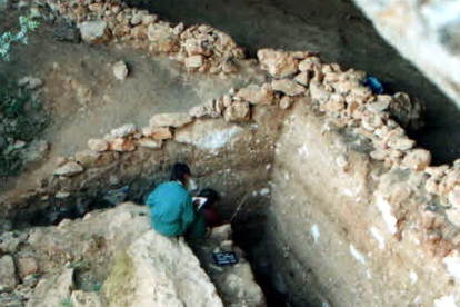 Extracción de materiales en el yacimiento de Los Enebrales en 1990