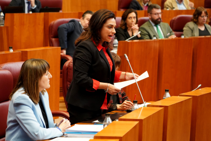La procuradora socialista Alicia Palomo durante el pleno de las Cortes