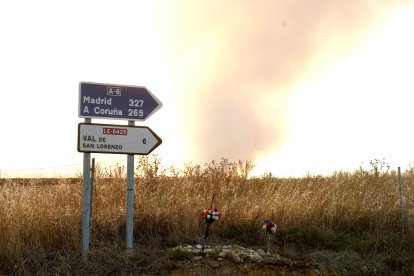 Incendio de nivel 2 en Castrillo de los Polvazares (León).