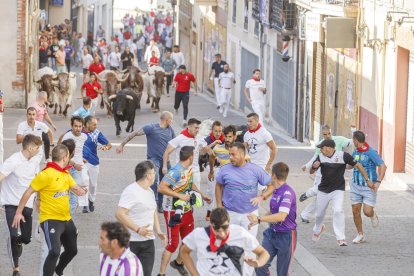 Los toros pasan de tres en tres tanto por el paso de 'Las Máquinas', como por las calles de Cuéllar