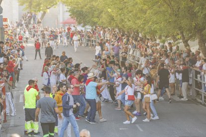 Los toros pasan de tres en tres tanto por el paso de 'Las Máquinas', como por las calles de Cuéllar