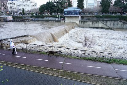 Crecida del río Bernesga a su paso por León.