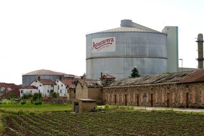Los trabajadores afectados por el cierre de la planta de Azucarera de La Bañeza se concentran a las puertas de la fábrica