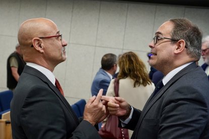 El delegado para el Corredor Atlántico y Redes Complementarias Luis Fuentes, El comisionado del Gobierno de España para el Corredor Atlántico, José Antonio Sebastián, y el comisionado del Gobierno de España para el Corredor Atlántico, José Antonio Sebastián