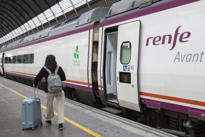 Persona accediendo a un tren de Renfe, en una imagen de archivo.