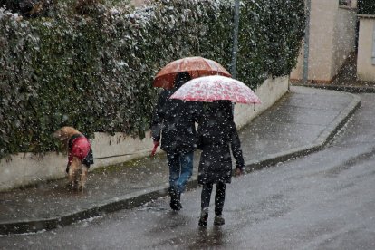 Nieve durante el domingo en León