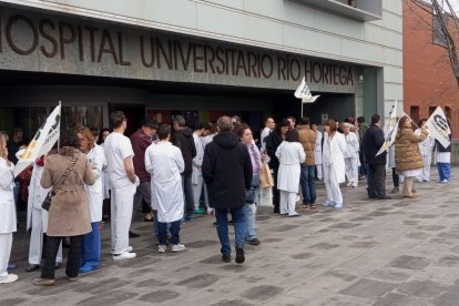 Médicos protestando en el Hospital Universitario Río Hortega en la anterior huelga convocada