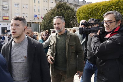 El presidente de Vox, Santiago Abascal, en Villablino