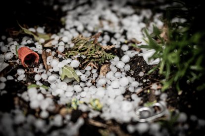Pedrisco en una reciente granizada de Soria
