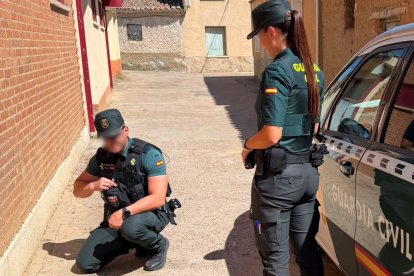 Agentes de la Guardia Civil en la operación de Villalpando.