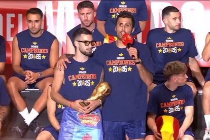 Baena y Rodri en la celebración del Mundial.