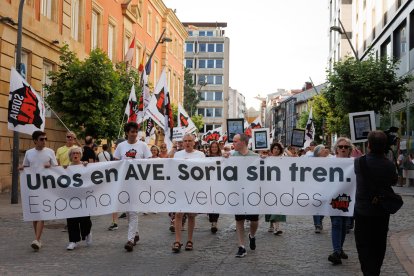 Manifestación de Soria Ya en defensa del ferrocarril.