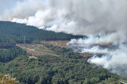 Incendio en la frontera de Galicia y Castilla y León en la localidad zamorana de Castromil