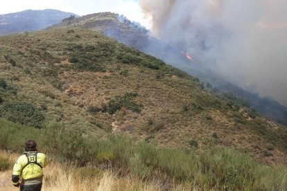 Los medios de Aragón siguen la lucha contra el incendio de Barniedo de la Reina en León