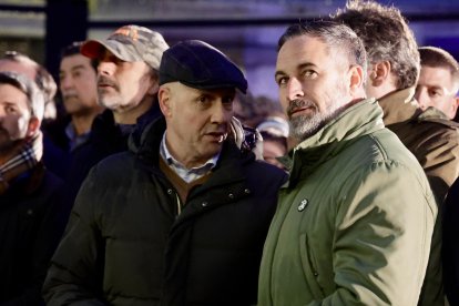 Santiago Abascal durante el mitin en Béjar (Salamanca).