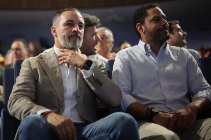 El presidente de VOX, Santiago Abascal, en la Asamblea General Ordinaria.