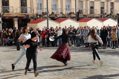 Lectura del manifiesto por el Día contra la Violencia de Género en la plaza Mayor de Palencia. - ICAL