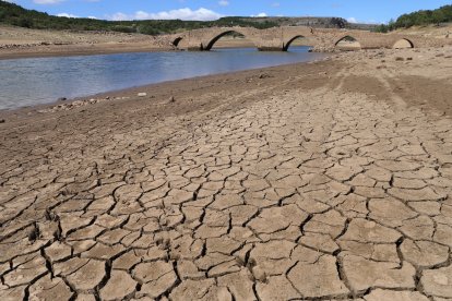Embalses de Palencia
Aspecto del embalse de Aguilar de Campoo, suelo agrietado de lo que un día fue Villanueva del Río(Palencia).- ICAL