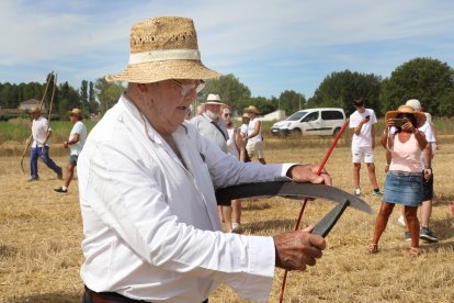 Homenaje a la tradición y a las labores agrícolas en la Fiesta de la Trilla en la localidad palentina de Castrillo de Villavega (Palencia) .-ICAL