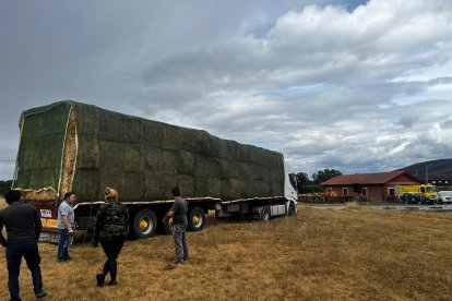 Uno de los camiones cargados para proveer a los animales de la zona de alimentos.- E. M.