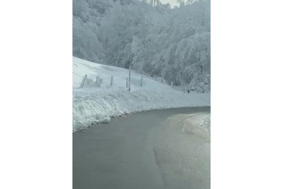 Una carretera de León tras las primeras nevadas del año. E.M.