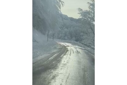 Una carretera de León tras las primeras nevadas del año. E.M.