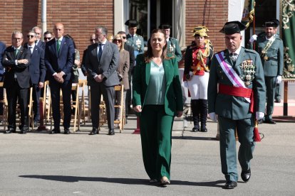 La delegada del Gobierno en Castilla y León, Virginia Barcones, acude al acto organizado con motivo del 179 aniversario de Fundación Guardia Civil, presidido por el general de brigada jefe de la 12 Zona de la Guardia Civil en Castilla y León, Luis del Castillo