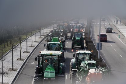 Tractorada este viernes en la Avenida Salamanca de Valladolid. -ICAL